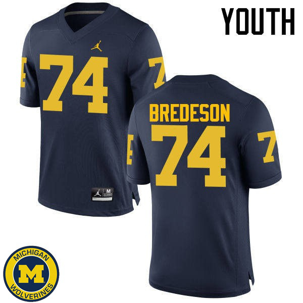 Youth University of Michigan #74 Ben Bredeson Navy High School Jersey